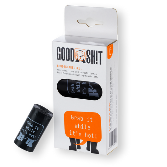 GOODSH!T dog waste bags, 4-pack box, 80% recycled material