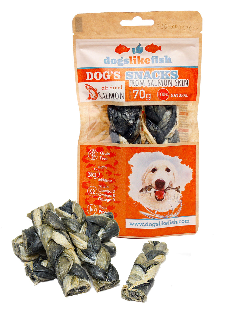 Complementary feed from Salmon skin – pigtails